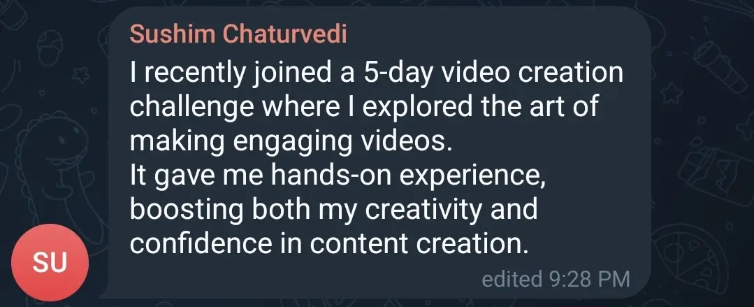 5 Day Video Creation Challenge screenshot 20251011 212513 telegram